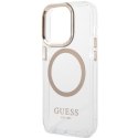 Guess GUHMP15XHTRMD iPhone 15 Pro Max 6.7" złoty/gold hard case Metal Outline Magsafe