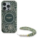 Guess GUHMP16XHCPOFPA iPhone 16 Pro Max 6.9" zielony/green hardcase IML Flowers Allover Electro With Pearl Strap MagSafe