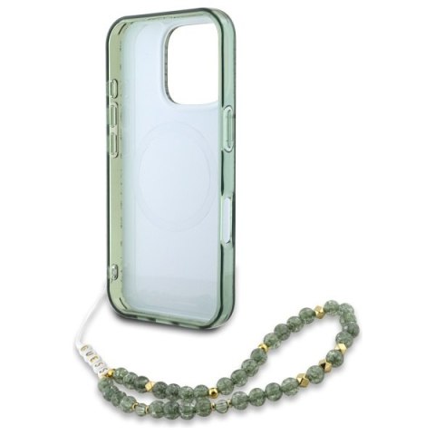 Guess GUHMP16XHCPOFPA iPhone 16 Pro Max 6.9" zielony/green hardcase IML Flowers Allover Electro With Pearl Strap MagSafe