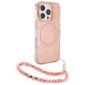 Guess GUHMP16LHCPOFPP iPhone 16 Pro 6.3" różowy/pink hardcase IML Flowers Allover Electro With Pearl Strap MagSafe