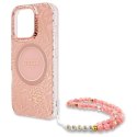 Guess GUHMP16LHCPOFPP iPhone 16 Pro 6.3" różowy/pink hardcase IML Flowers Allover Electro With Pearl Strap MagSafe