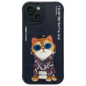 Nimmy etui iPhone 15 6.1" czarny/black Glasses Cool Cat