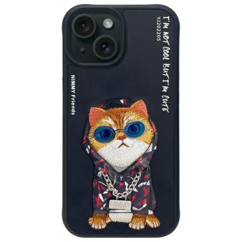 Nimmy etui iPhone 15 6.1" czarny/black Glasses Cool Cat