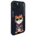 Nimmy etui iPhone 15 6.1" czarny/black Glasses Cool Cat