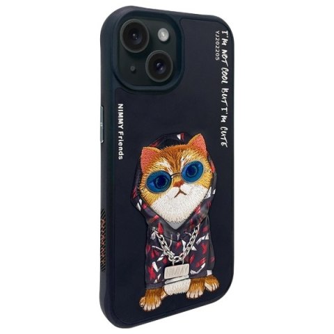 Nimmy etui iPhone 15 6.1" czarny/black Glasses Cool Cat