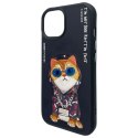 Nimmy etui iPhone 15 6.1" czarny/black Glasses Cool Cat