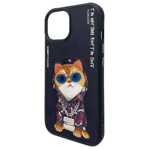 Nimmy etui iPhone 15 6.1" czarny/black Glasses Cool Cat