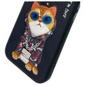 Nimmy etui iPhone 15 6.1" czarny/black Glasses Cool Cat