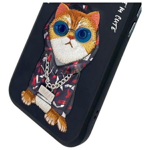 Nimmy etui iPhone 15 6.1" czarny/black Glasses Cool Cat
