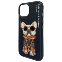 Nimmy etui iPhone 15 6.1" czarny/black Glasses Cool Dog