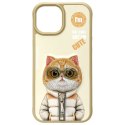 Nimmy etui iPhone 15 6.1" khaki Cool&Cute 2.0 Cat