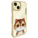 Nimmy etui iPhone 15 6.1" khaki Big Eyed Pet 2.0 Cat