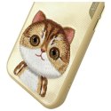 Nimmy etui iPhone 15 6.1" khaki Big Eyed Pet 2.0 Cat