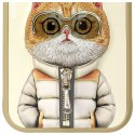 Nimmy etui iPhone 15 6.1" khaki Cool&Cute 2.0 Cat