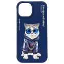 Nimmy etui iPhone 15 6.1" niebieski/blue Glasses Cool Cat