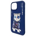 Nimmy etui iPhone 15 6.1" niebieski/blue Glasses Cool Cat