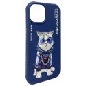 Nimmy etui iPhone 15 6.1" niebieski/blue Glasses Cool Cat