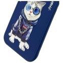 Nimmy etui iPhone 15 6.1" niebieski/blue Glasses Cool Cat