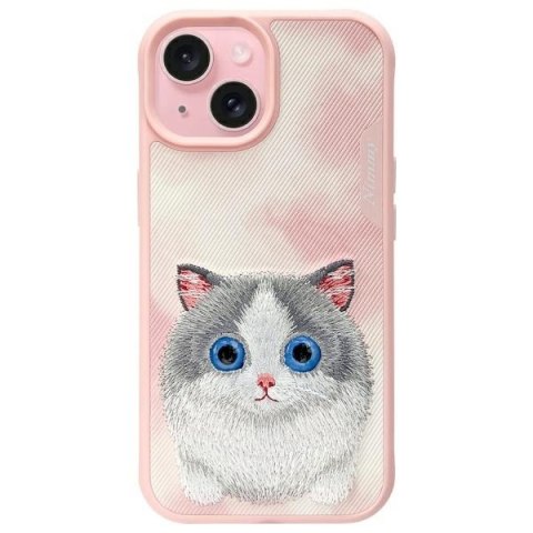 Nimmy etui iPhone 15 6.1" różowy/pink Big Eyed Pet 2.0 Cat