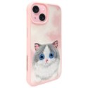 Nimmy etui iPhone 15 6.1" różowy/pink Big Eyed Pet 2.0 Cat