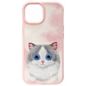 Nimmy etui iPhone 15 6.1" różowy/pink Big Eyed Pet 2.0 Cat