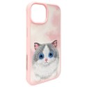 Nimmy etui iPhone 15 6.1" różowy/pink Big Eyed Pet 2.0 Cat