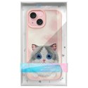 Nimmy etui iPhone 15 6.1" różowy/pink Big Eyed Pet 2.0 Cat