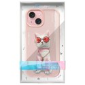 Nimmy etui iPhone 15 6.1" różowy/pink Glasses Cool Cat