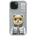 Nimmy etui iPhone 15 6.1" szary/gray Cool&Cute 2.0 Bear