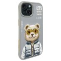 Nimmy etui iPhone 15 6.1" szary/gray Cool&Cute 2.0 Bear