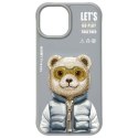 Nimmy etui iPhone 15 6.1" szary/gray Cool&Cute 2.0 Bear