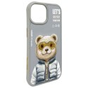 Nimmy etui iPhone 15 6.1" szary/gray Cool&Cute 2.0 Bear