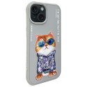 Nimmy etui iPhone 15 6.1" szary/gray Glasses Cool Cat