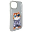 Nimmy etui iPhone 15 6.1" szary/gray Glasses Cool Cat