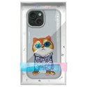 Nimmy etui iPhone 15 6.1" szary/gray Glasses Cool Cat