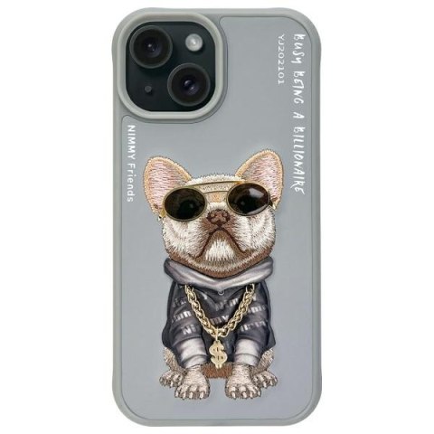 Nimmy etui iPhone 15 6.1" szary/gray Glasses Cool Dog