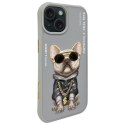 Nimmy etui iPhone 15 6.1" szary/gray Glasses Cool Dog