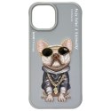 Nimmy etui iPhone 15 6.1" szary/gray Glasses Cool Dog