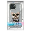 Nimmy etui iPhone 15 6.1" szary/gray Glasses Cool Dog