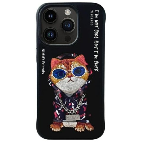 Nimmy etui iPhone 15 Pro 6.1" czarny/black Glasses Cool Cat