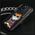 Nimmy etui iPhone 15 Pro 6.1" czarny/black Glasses Cool Cat