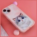 Nimmy etui iPhone 15 Pro 6.1" różowy/pink Big Eyed Pet 2.0 Cat