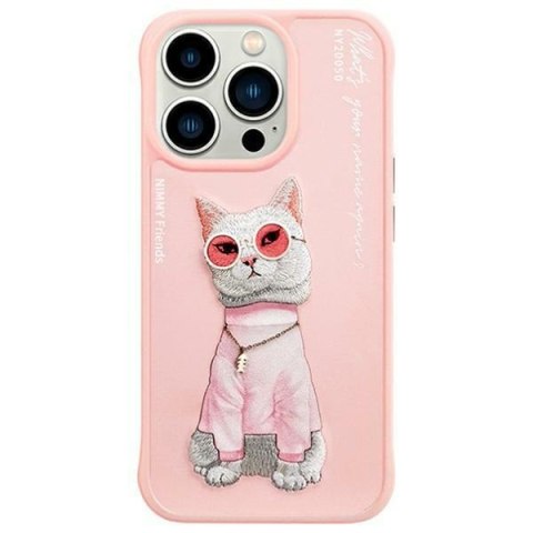 Nimmy etui iPhone 15 Pro 6.1" różowy/pink Glasses Cool Cat