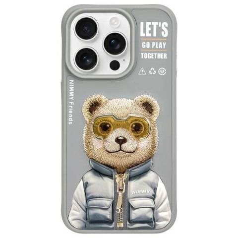 Nimmy etui iPhone 15 Pro 6.1" szary/gray Cool&Cute 2.0 Bear