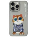 Nimmy etui iPhone 15 Pro 6.1" szary/gray Glasses Cool Cat