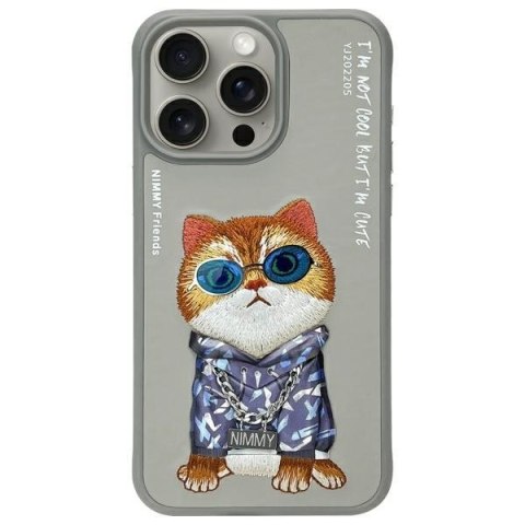 Nimmy etui iPhone 15 Pro 6.1" szary/gray Glasses Cool Cat