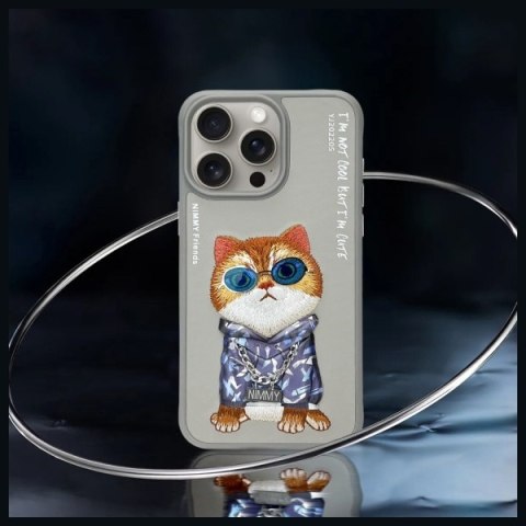 Nimmy etui iPhone 15 Pro 6.1" szary/gray Glasses Cool Cat