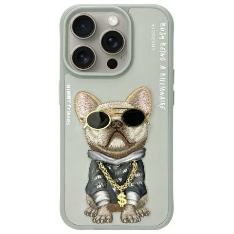 Nimmy etui iPhone 15 Pro 6.1" szary/gray Glasses Cool Dog