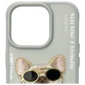 Nimmy etui iPhone 15 Pro 6.1" szary/gray Glasses Cool Dog