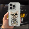 Nimmy etui iPhone 15 Pro 6.1" szary/gray Glasses Cool Dog